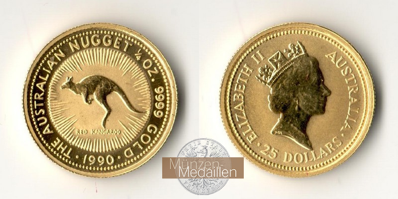 Australien MM-Frankfurt Feingold: 7,78g 25 Dollars 1990 