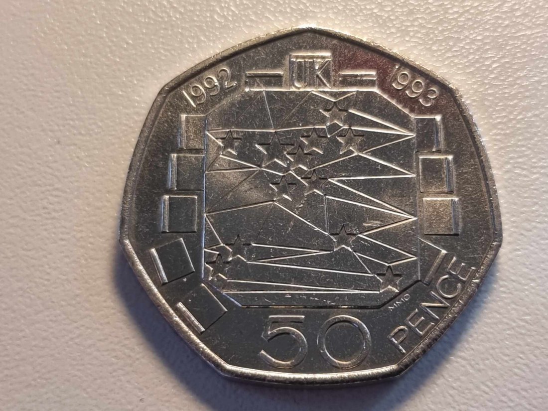  Großbritannien 50 Pence 1992 STG - Britische EU-Ratspräsidentschaft   