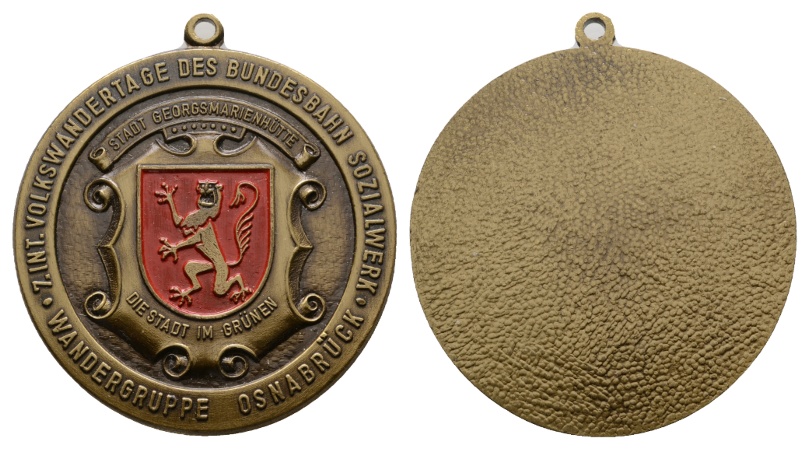  Medaille; Wandergruppe Osnabrück; 7. intern. Volkswandertage; gehenkelt, unedel; 42,95 g; Ø 53,1 mm   