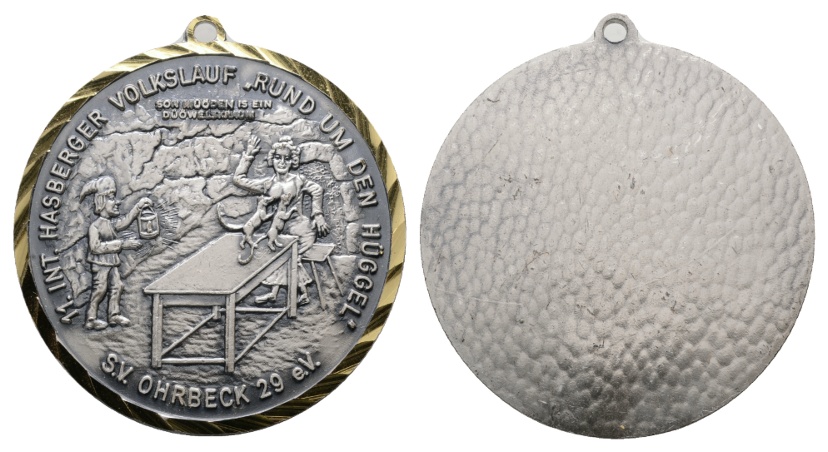  Medaille; 11. int. Hasberger Volkslauf; SV Ohrbeck 29 e.V.; gehenkelt, unedel; 37,84 g; Ø 50,5 mm   