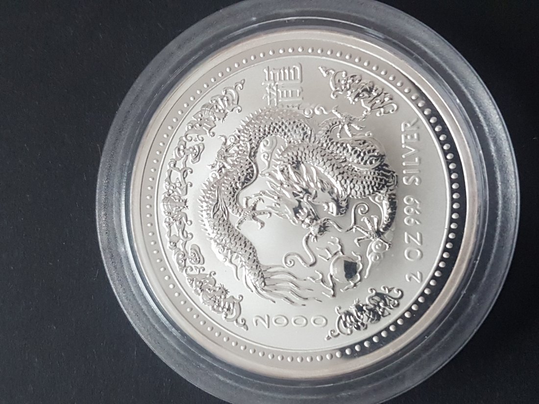  Australien 2 Dollar Year of the Dragon 2000 2 Oz Silber   