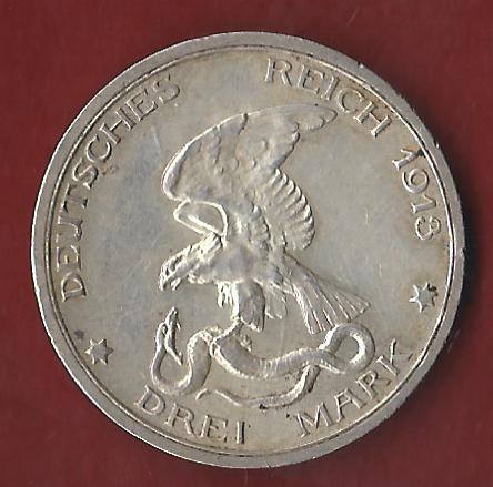  3 Mark Preussen Befreiungskriege 1913 Koblenzer Münzen Studio Koblenz Frank Maurer AH565   