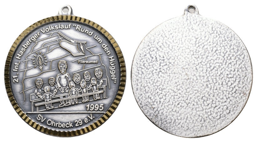  Medaille; 21. int. Hasberger Volkslauf; SV Ohrbeck 29 e.V.; gehenkelt, unedel; 44,92 g; Ø 50,0 mm   