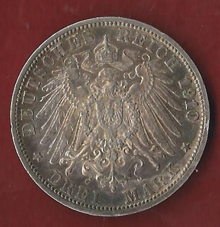  3 Mark Baden 1910 Koblenzer Münzen Studio Koblenz Frank Maurer AH568   