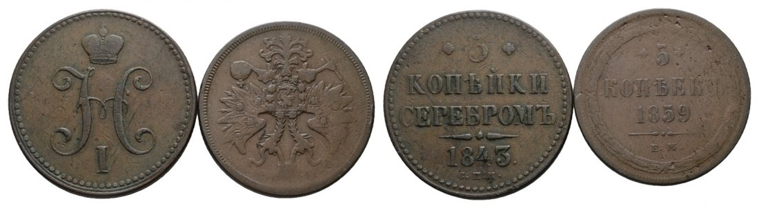  Russland, Kleinmünzen 1843/ 1859   