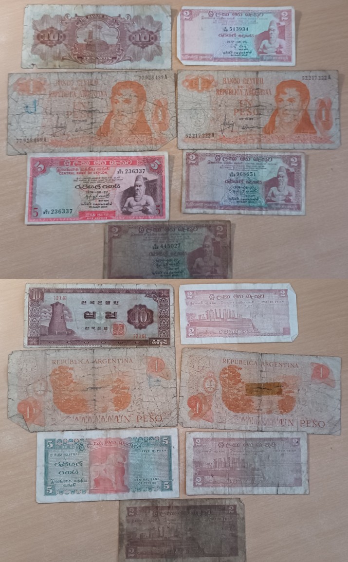  Ceylon, Argentinien; Korea; Geldschein (7 Stück)   