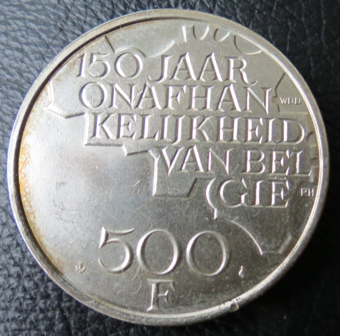  Belgien 500 Francs, 1980, 510er Silber 25 Gramm, geringe Auflage; niederländischer Texr   