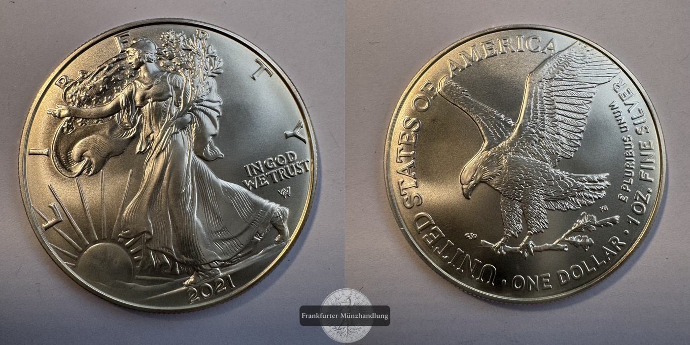  USA 1 Dollar 2021  Walking Liberty FM-Frankfurt UC#366 Feinsilber: 31g   