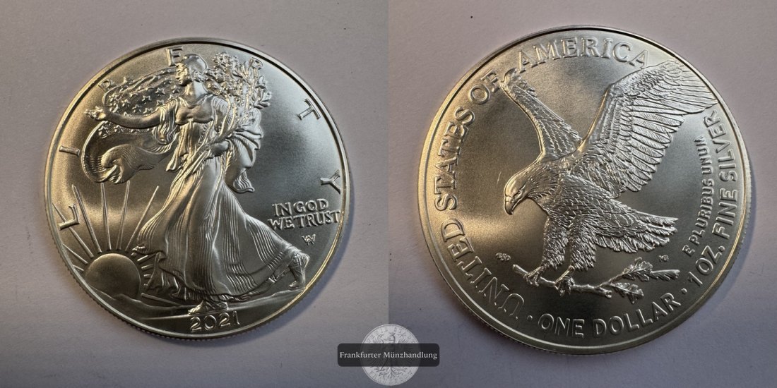  USA 1 Dollar 2021  Walking Liberty FM-Frankfurt UC#366 Feinsilber: 31g   