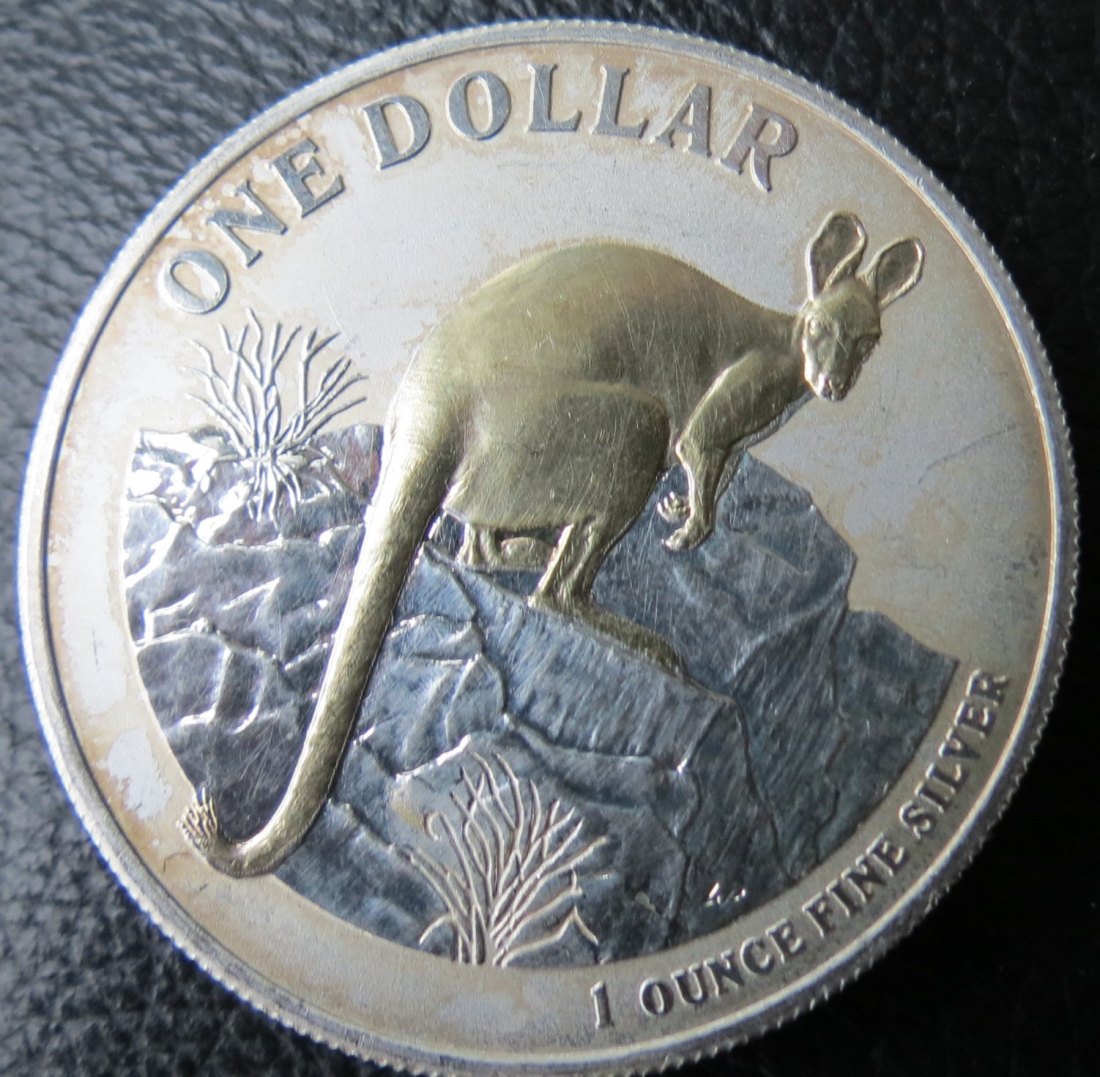  Australien 1 Unze Silber 2010 Känguru GILDED von der RAM; sehr selten   