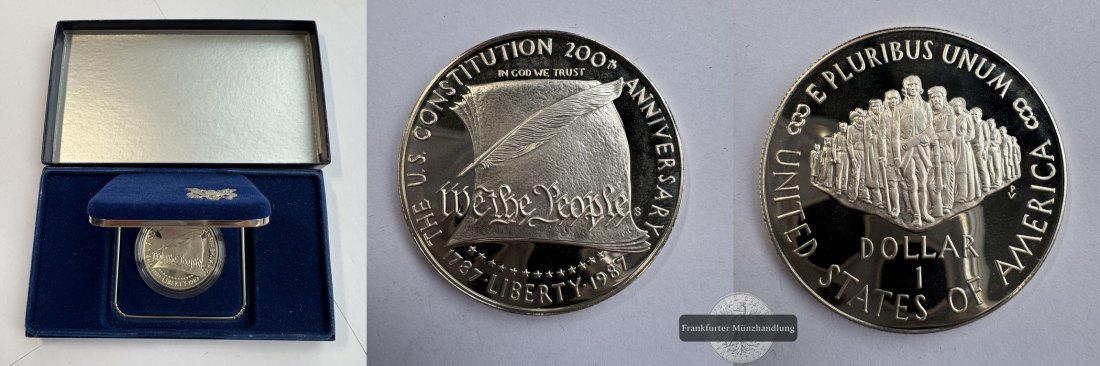  USA  1 Dollar   1987 S Constitution Bicentennial FM-Frankfurt KM#220Feinsilber: 24,06g   