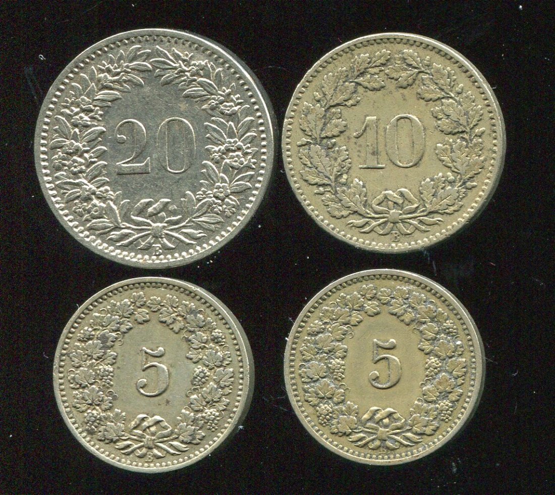  4 ältere Münzen aus der Schweiz ab 1880   