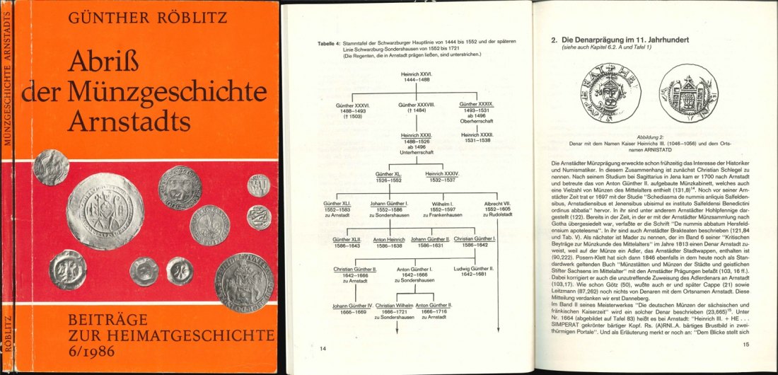  Günther Röblitz: Abriß der Münzgeschivhte Arnstadts. Arnstadt 1986   