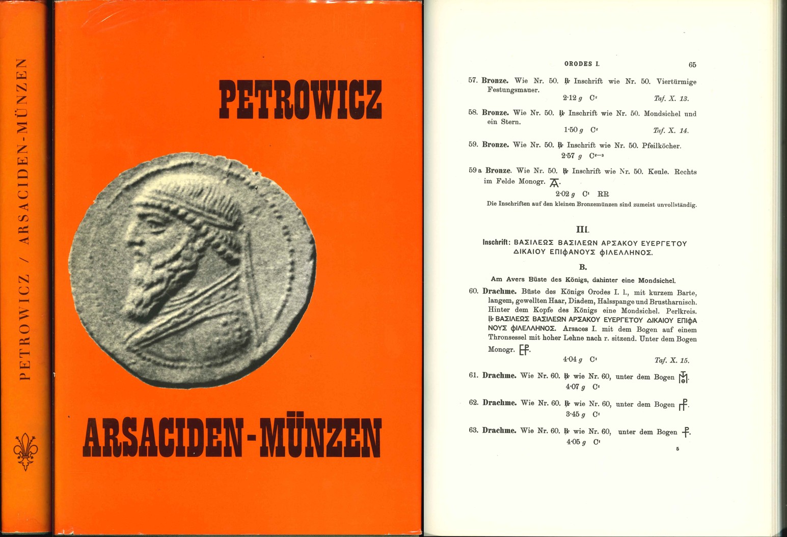  A. v. Petrowicz: Arsaciden-Münzen. Nachdruck Graz 1968   