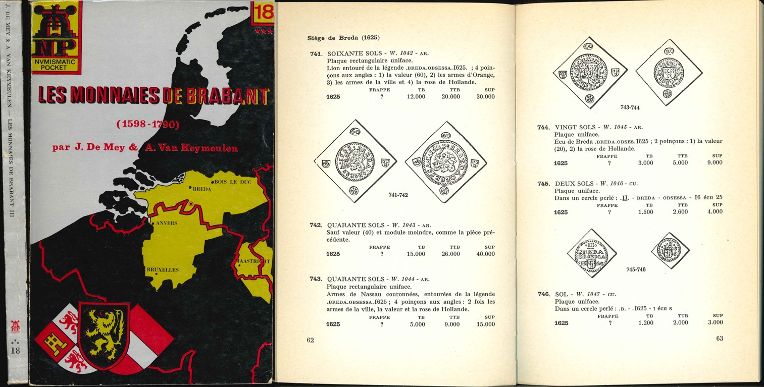  J. de Mey: Les Monnaies des Ducs de Brabant 1598-–1790. Nr. 18; Brüssel 1974   