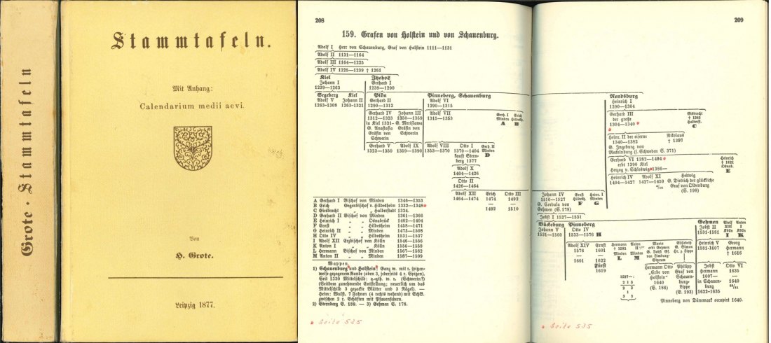  H. Grote: Stammtafeln; Leipzig 1877; Nachdruck 1981; Einband leicht beschädigt   