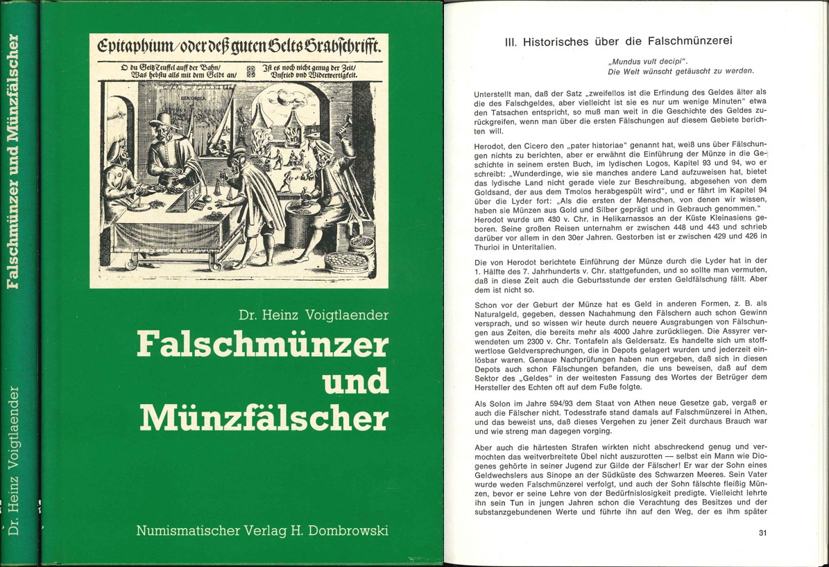  H. Voigtlaender: Falschmünzer und Münzfälscher. Münster 1976   