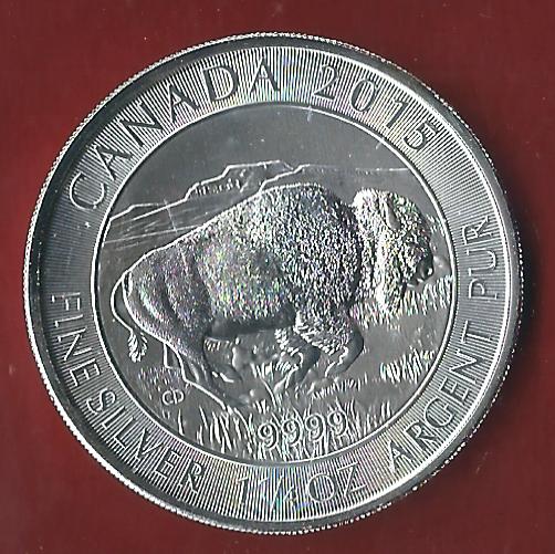  Kanada 8 D.2015 Bison 1,5 Oz. 45,55 Gr. St in oK Koblenzer Münzen Studio Koblenz Frank Maurer AH636   