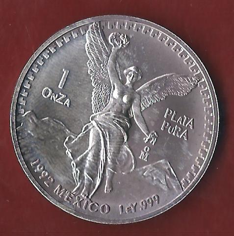  Mexico 1 OZ AG 1992 ohne Kapsel. Koblenzer Münzen Studio Koblenz Frank Maurer AH642   