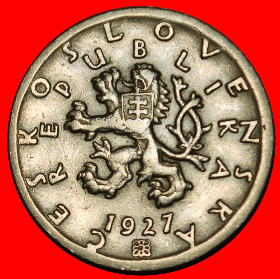  Ⰶ DOUBLE CROSS 1921-1931:CZECHOSLOVAKIA★50 HELLERS 1927 LION RARE★DISCOVERY★LOW START! ★ NO RESERVE!   