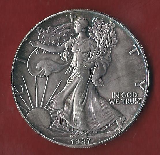  USA 1 D. Silver Eagle 1987 St  ohne Kapsel. Koblenzer Münzen Studio Koblenz Frank Maurer AH652   