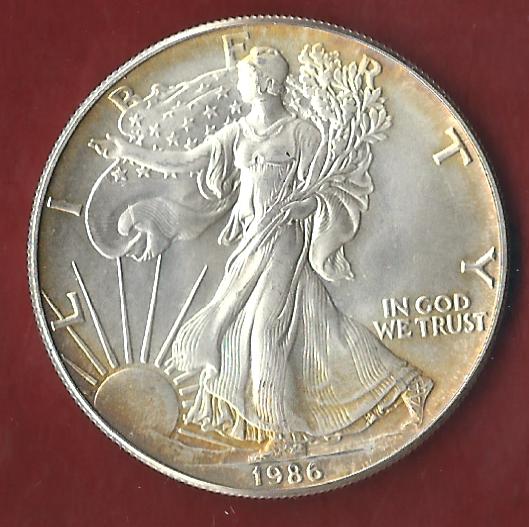  USA 1 D. Silver Eagle 1986 St  ohne Kapsel. Koblenzer Münzen Studio Koblenz Frank Maurer AH655   