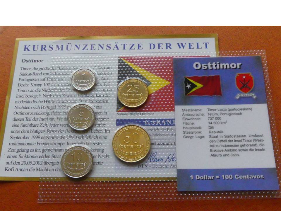  Kursmünzensatz Osttimor 2004, 5 Münzen, Stempelglanz   