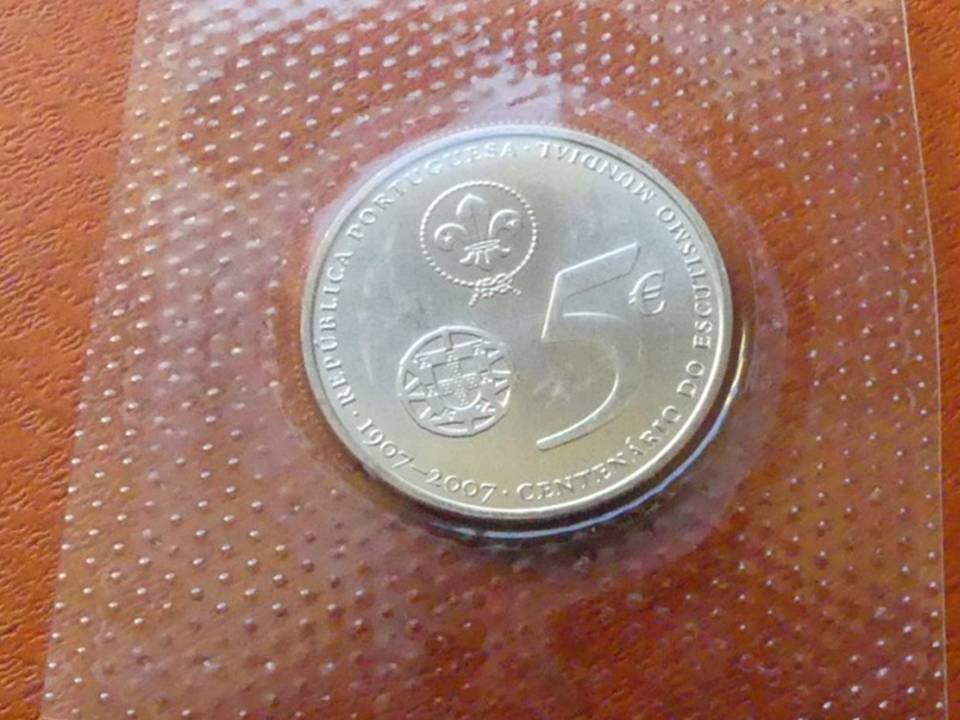  Portugal Silbermünze 5 Euro 2007 „Pfadfinder“, ca. 14 Gramm   