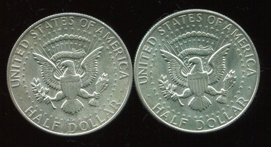  USA 2 Silbermünzen von 1967 + 1968  fast Stempelglanz   