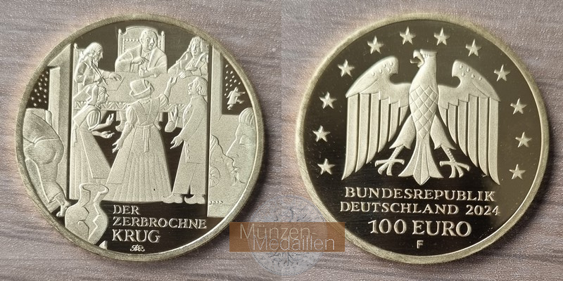 BRD. 100 Euro MM-Frankfurt  Feingewicht: 15,55g Gold Meisterwerke der dt. Literatur - Krug 2024 F 