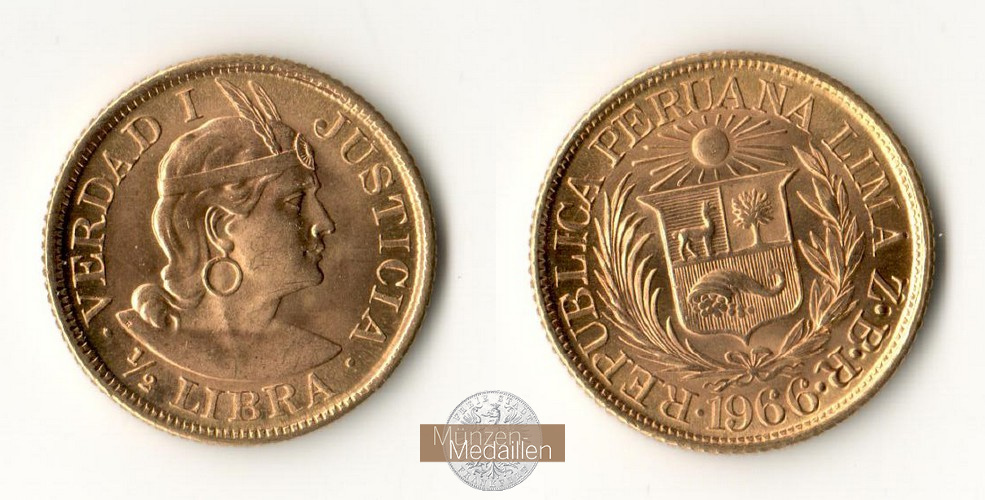 Peru MM-Frankfurt Feingold: 3,66g 1/2 Libra 1966 