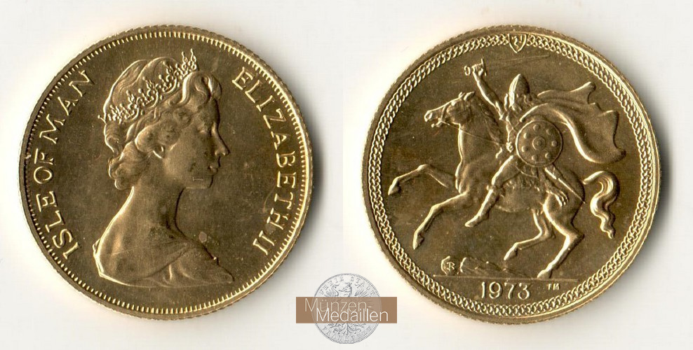 Isle of Man, Elisabeth II. 1952-2022. MM-Frankfurt Feingewicht: 7,32g Sovereign 1973 PM-B 