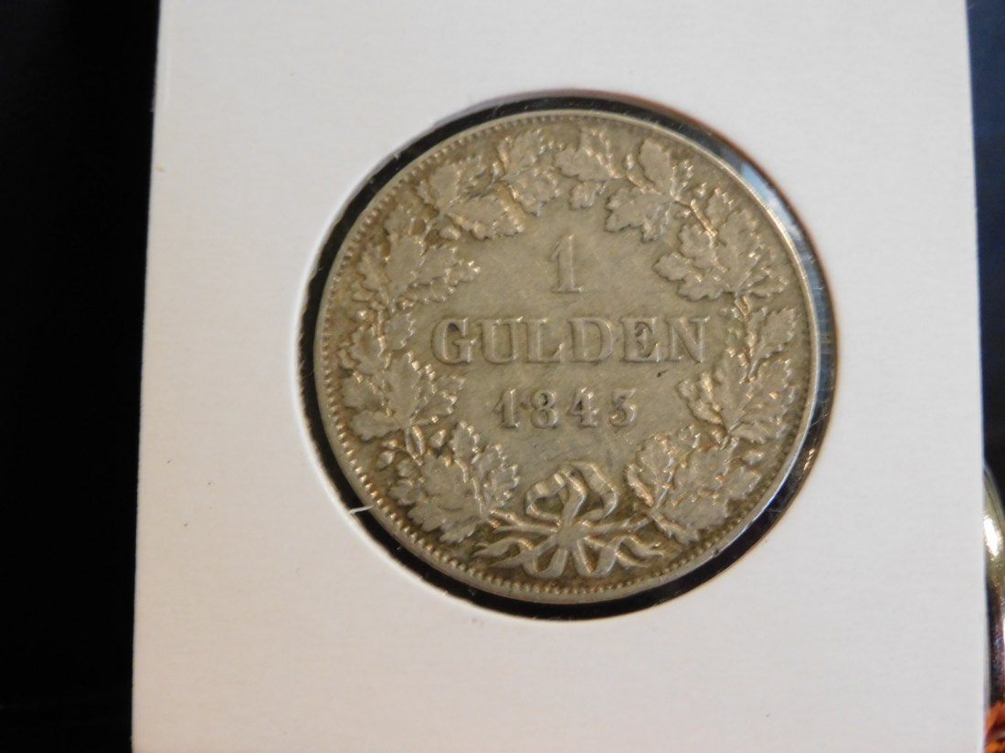  GERMANY 1 GULDEN 1843 FRANKFURT.GRADE-PLEASE SEE PHOTOS.   