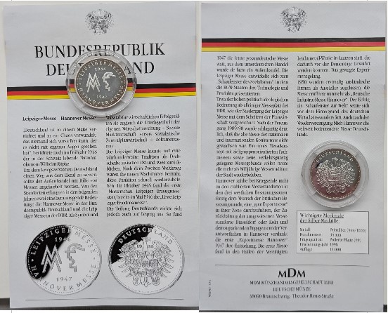  Silbermedaille Leipziger Messe – Hannover Messe 999er Silber 15g   