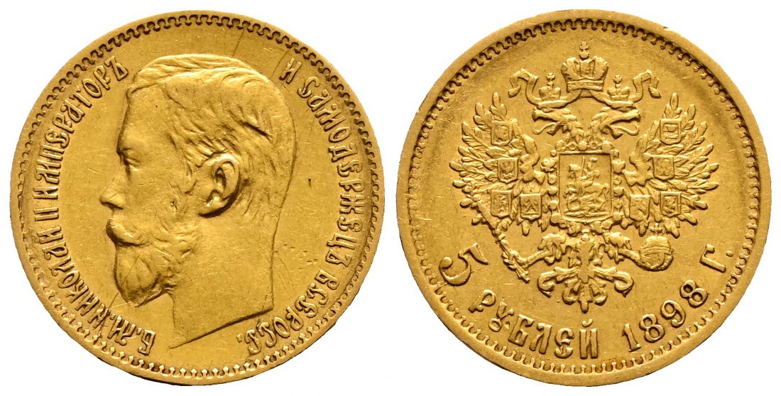 PEUS 2423 Russland 3,87 g Feingold. Zar Nikolaus II. (1894 - 1917) 5 Rubel GOLD 1898 AR Sehr schön