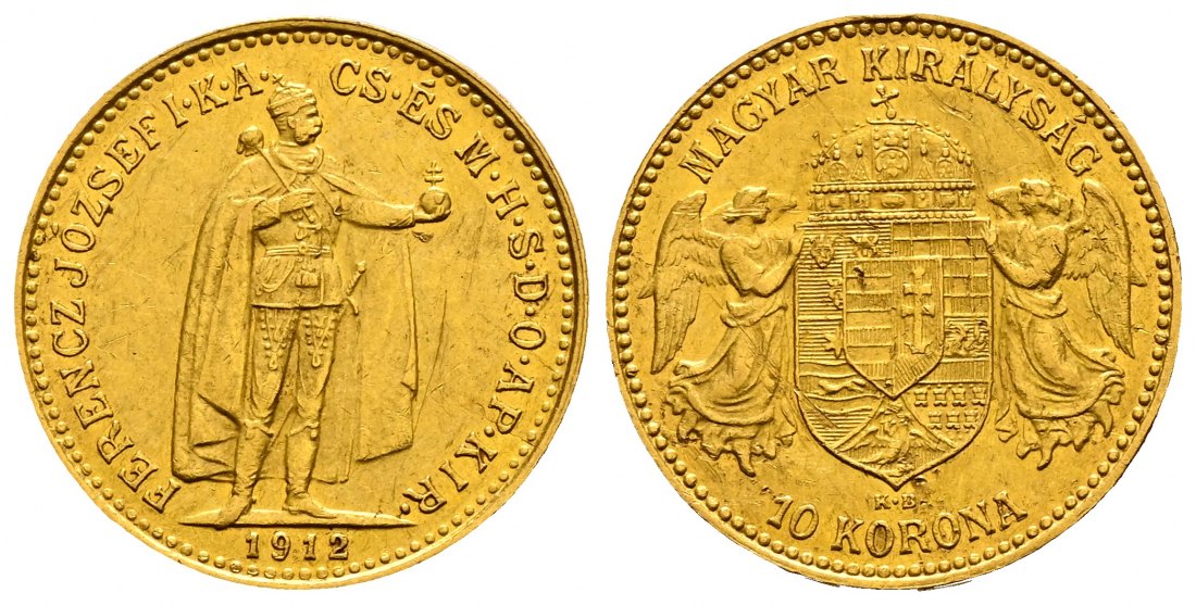 PEUS 2429 Ungarn 3,05 g Feingold. Franz Joseph I. (1848 - 1916) 10 Kronen GOLD 1912 KB Kremnitz Sehr schön