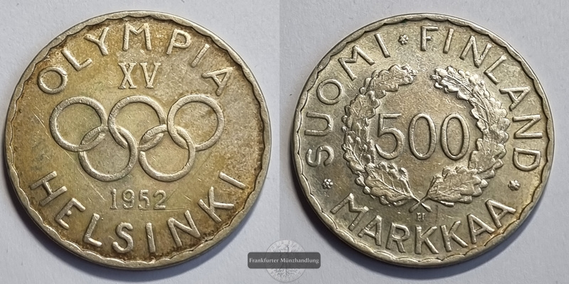  Finnland,  500 Markkaa  1952  Olympia FM-Frankfurt  Feinsilber: 6g   