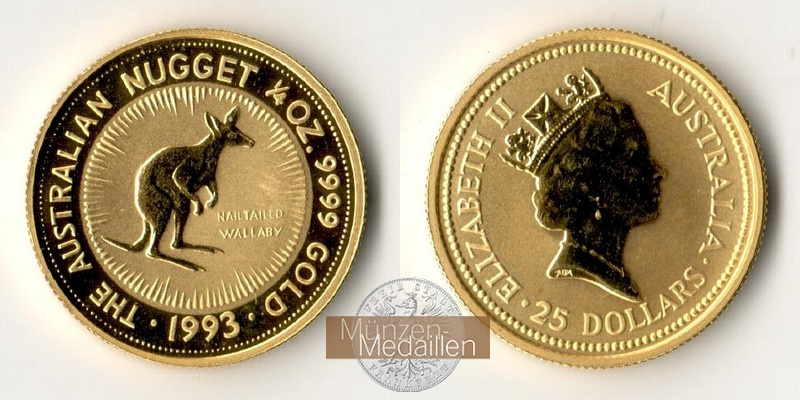 Australien MM-Frankfurt Feingold: 7,78g 25 Dollar 1993 