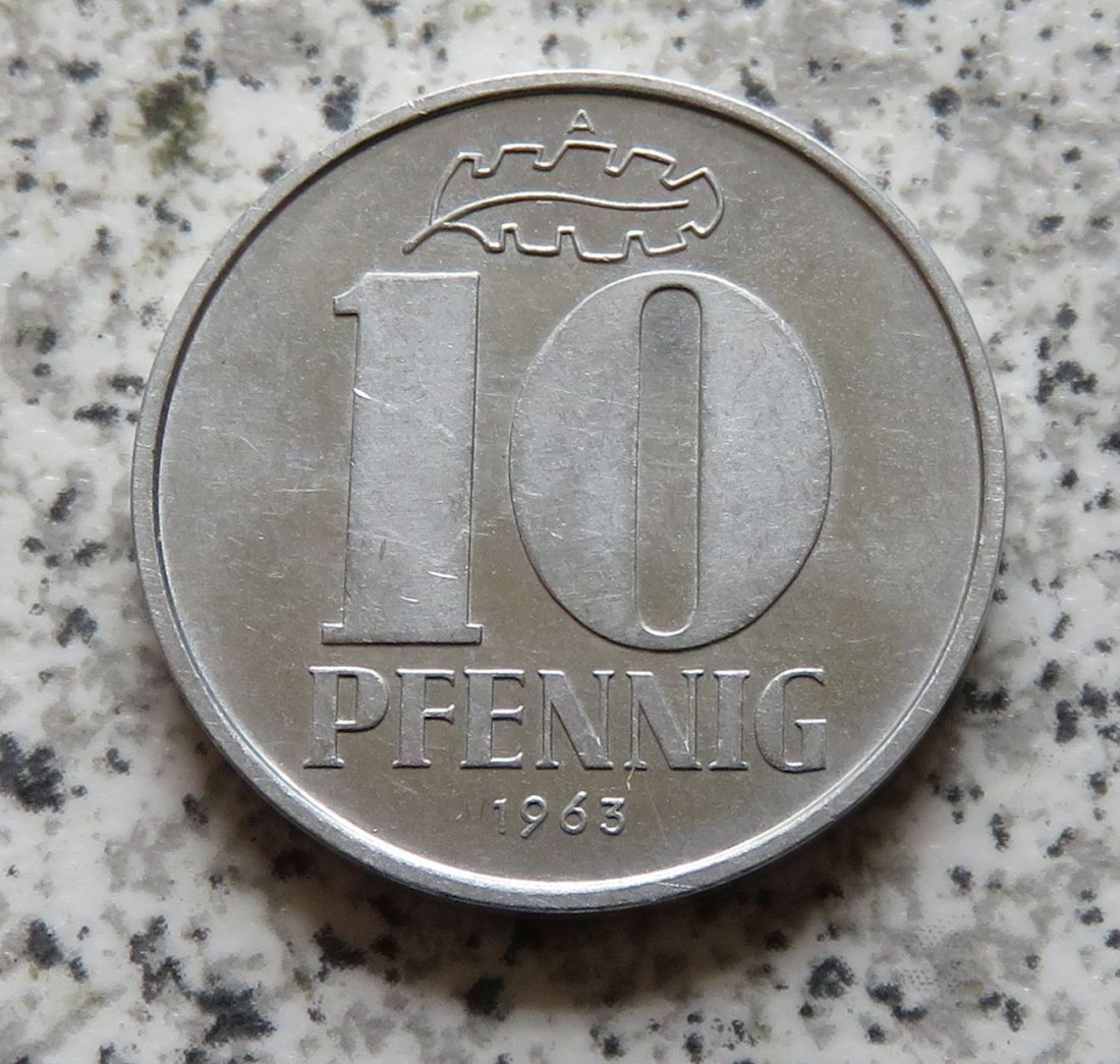  DDR 10 Pfennig 1963 A, Erhaltung   