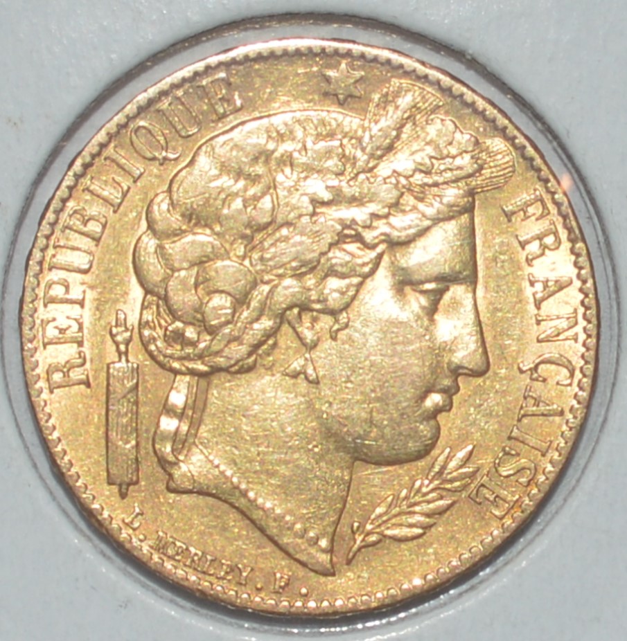  -kirofa - FRANKREICH 20 GOLD FRANCS - CERES 1851 A - GOLD 90% -5.81 gr. VZ.   