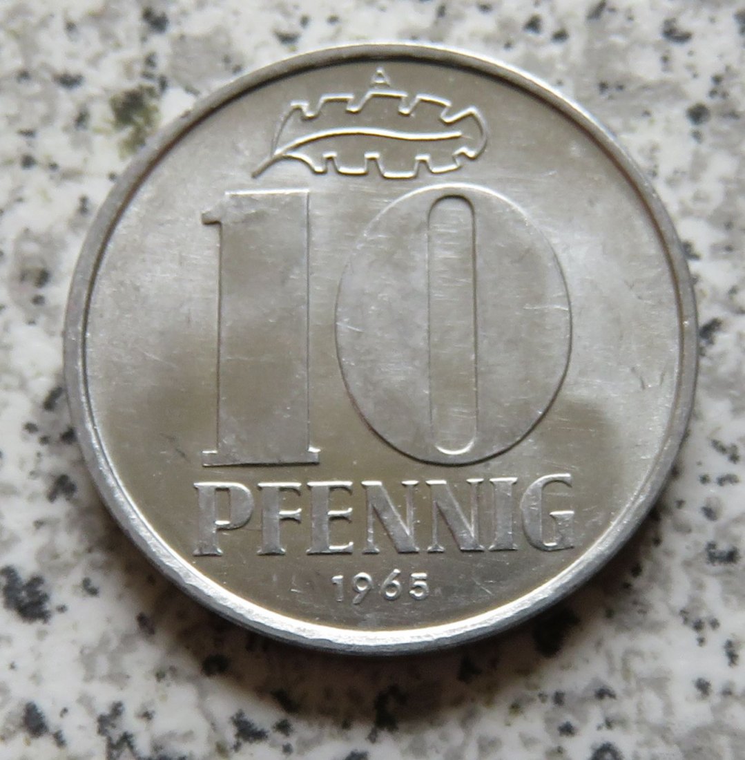  DDR 10 Pfennig 1965 A, Erhaltung   