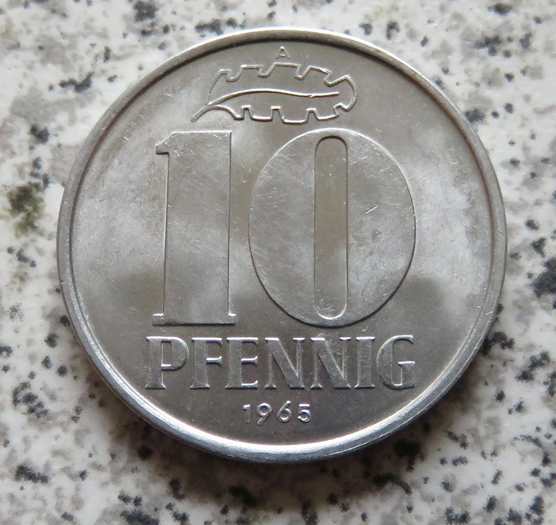  DDR 10 Pfennig 1965 A, Erhaltung   