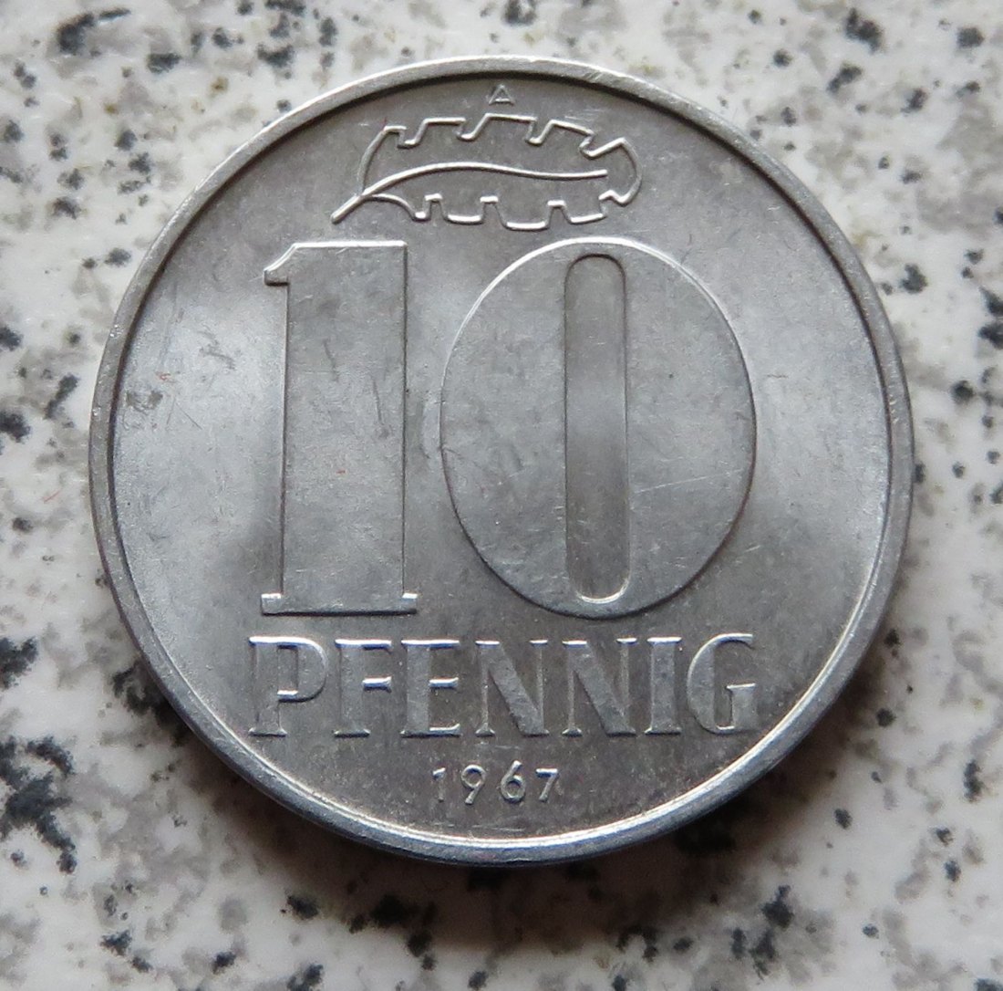  DDR 10 Pfennig 1967 A, Erhaltung   