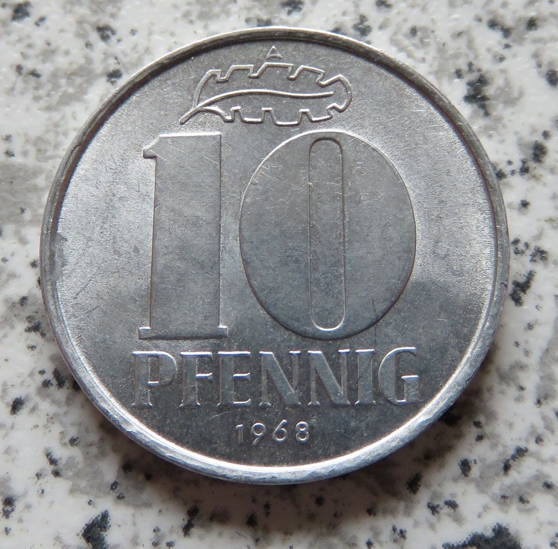  DDR 10 Pfennig 1968 A, Erhaltung   