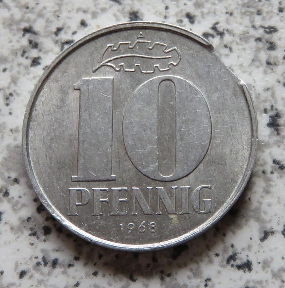  DDR 10 Pfennig 1968 A, Zainende   