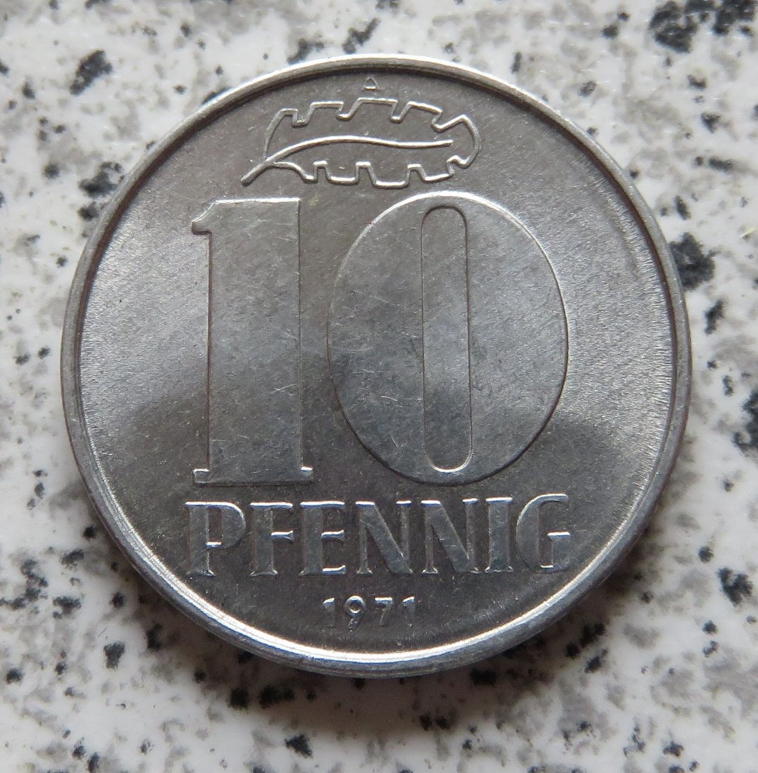  DDR 10 Pfennig 1971 A, Erhaltung   