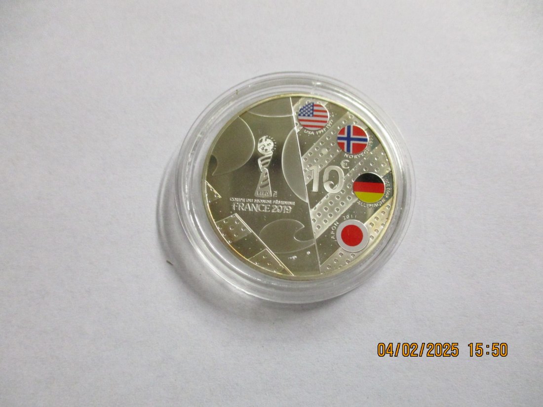  10 Euro Frankreich 2019 Fußball WM der Frauen Silbermünze / J   