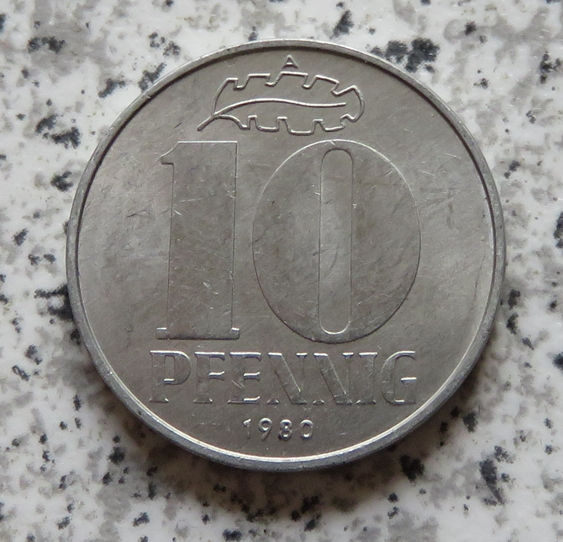  DDR 10 Pfennig 1980 A, besser   