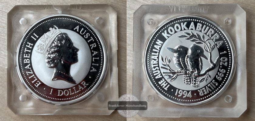  Australien 1 Dollar 1994 Kookaburra FM-Frankfurt KM#212 Feinsilber: 31,1g   