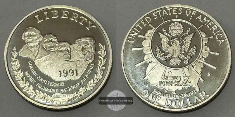  USA 1 Dollar Liberty 1991 FM-Frankfurt Feinsilber: 24,1g   